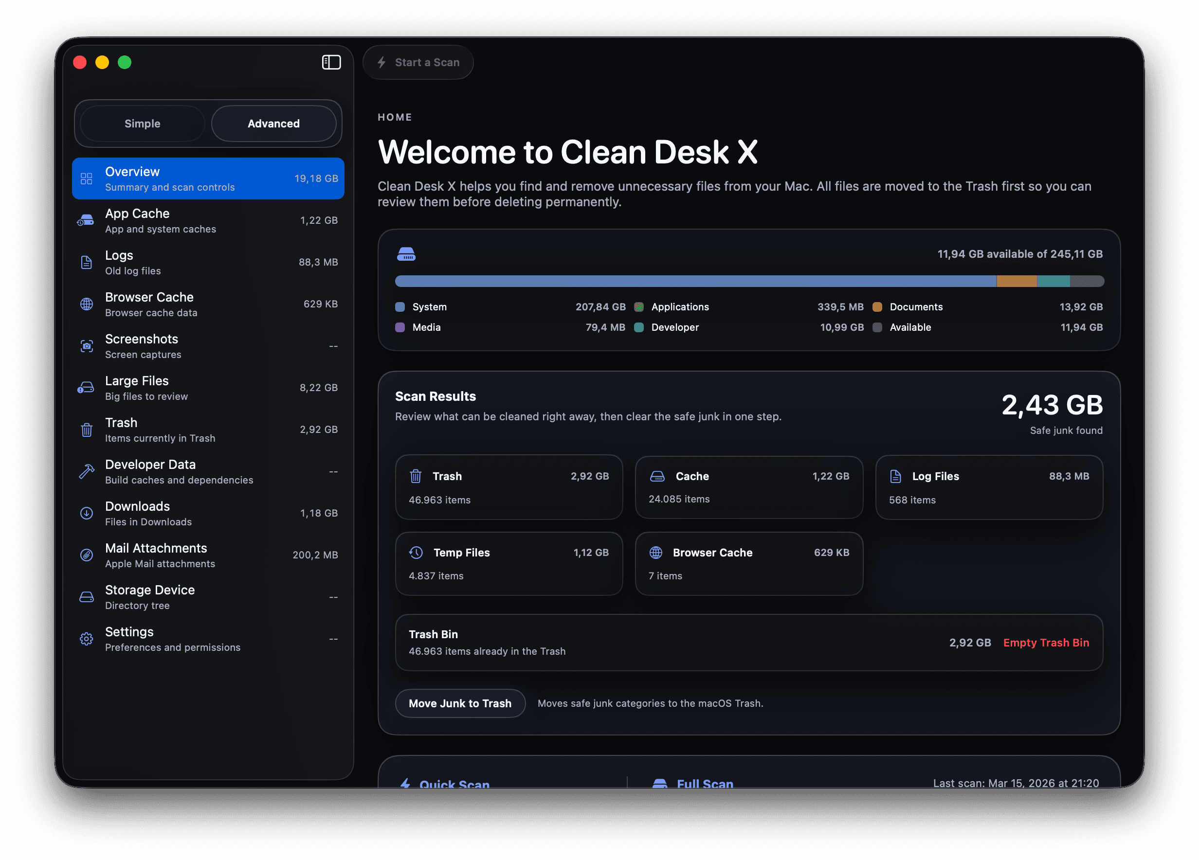 Clean Desk X app interface preview
